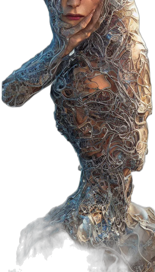mask, hair, robot, face transparent PNG cut-out