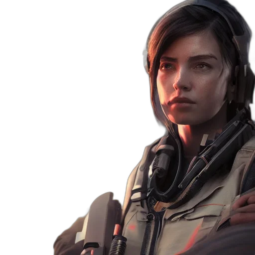 jacket, face, concept art, cyberpunk transparent PNG cut-out
