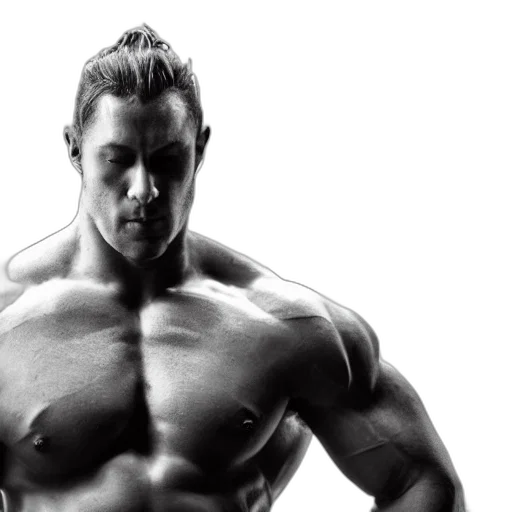 photorealistic, grayscale, photo, bodybuilder transparent PNG cut-out