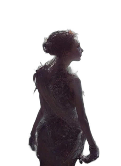 dress, crown, face, creature transparent PNG cut-out