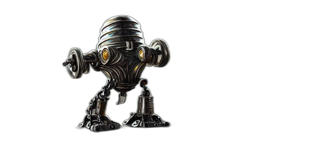 robot, concept art, 3d render, tarnished transparent PNG cut-out