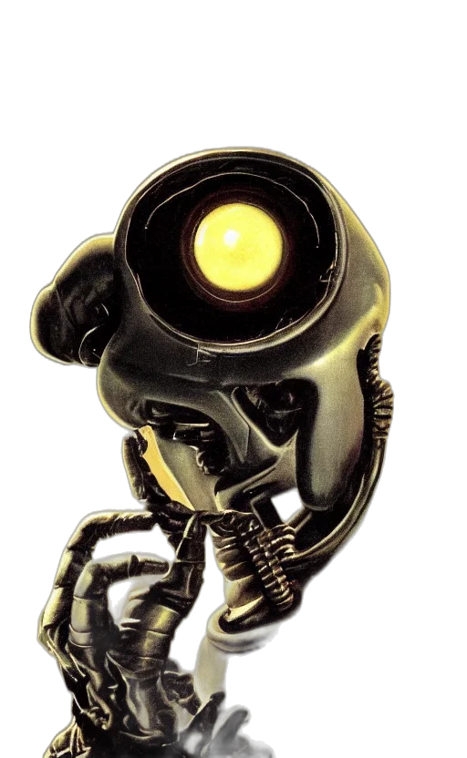 robot, mask, staff, creature transparent PNG cut-out