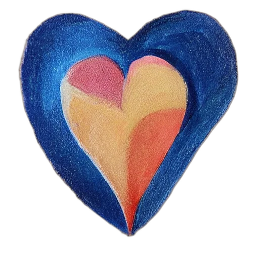 watercolor, oil painting, blue, heart-shaped transparent PNG cut-out