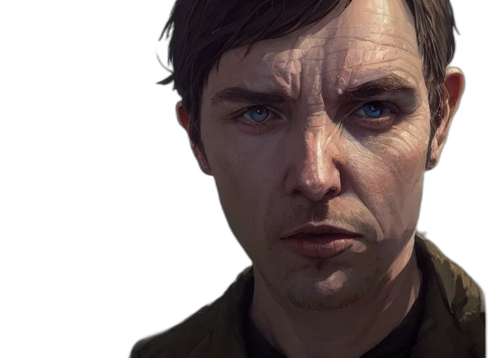 face, jacket, photorealistic, concept art transparent PNG cut-out