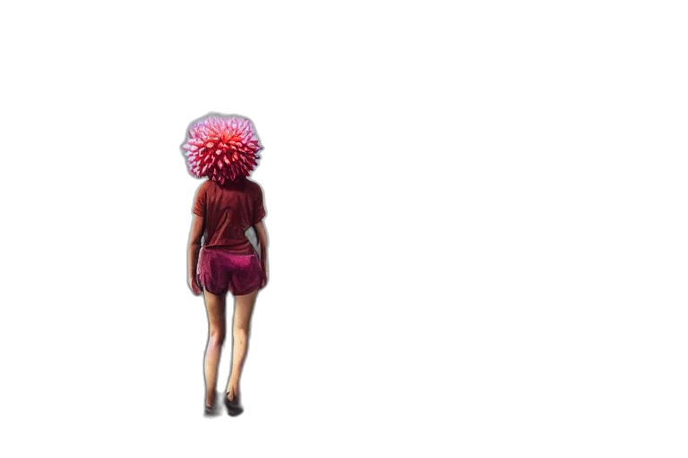 dress, hair, creature, staff transparent PNG cut-out