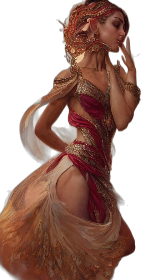 dress, dragon, mask, fantasy art transparent PNG cut-out