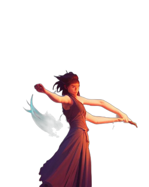 dress, staff, dragon, sword transparent PNG cut-out
