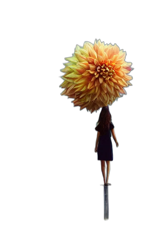 flower, umbrella, staff, hair transparent PNG cut-out