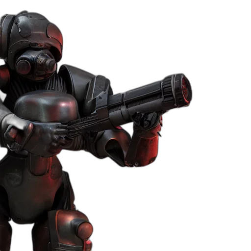 robot, weapon, concept art, 3d render transparent PNG cut-out