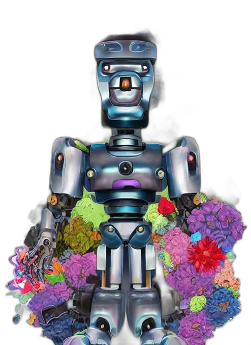 robot, flower, dress, concept art transparent PNG cut-out