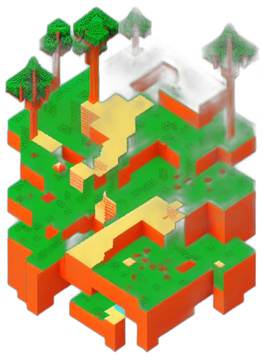 tree, crown, building, pixel art transparent PNG cut-out