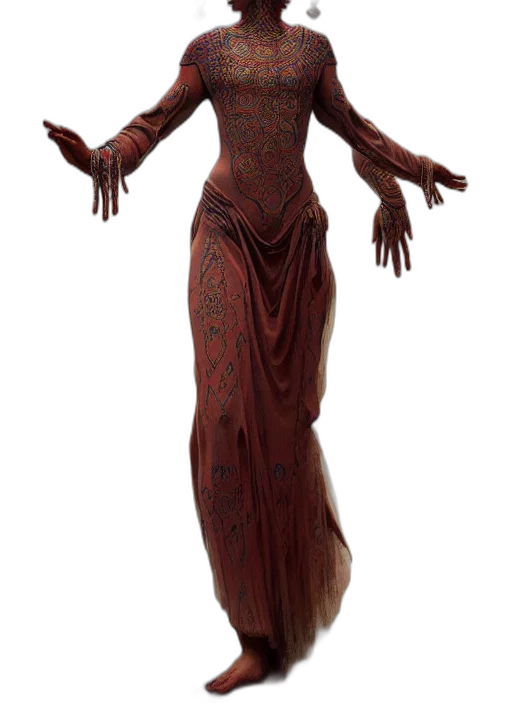 dress, creature, concept art, 3d render transparent PNG cut-out