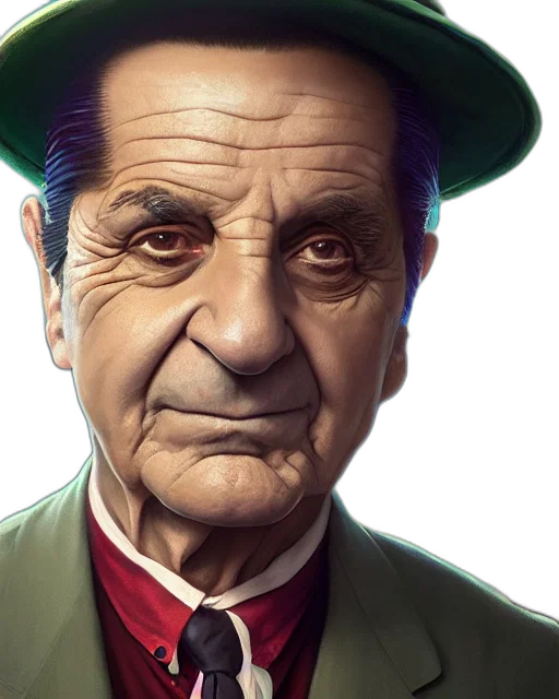 face, hat, staff, photorealistic transparent PNG cut-out