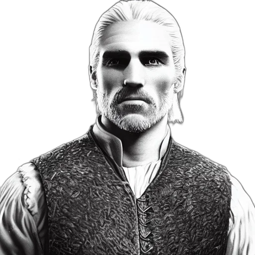 face, jacket, staff, fantasy art transparent PNG cut-out
