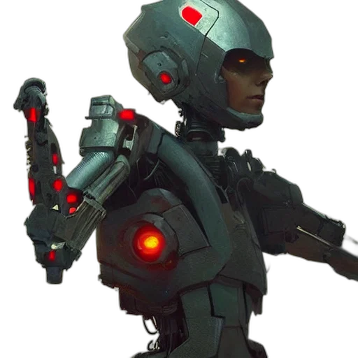 robot, weapon, concept art, cyberpunk transparent PNG cut-out