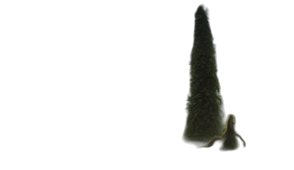 hair, staff, hat, tree transparent PNG cut-out