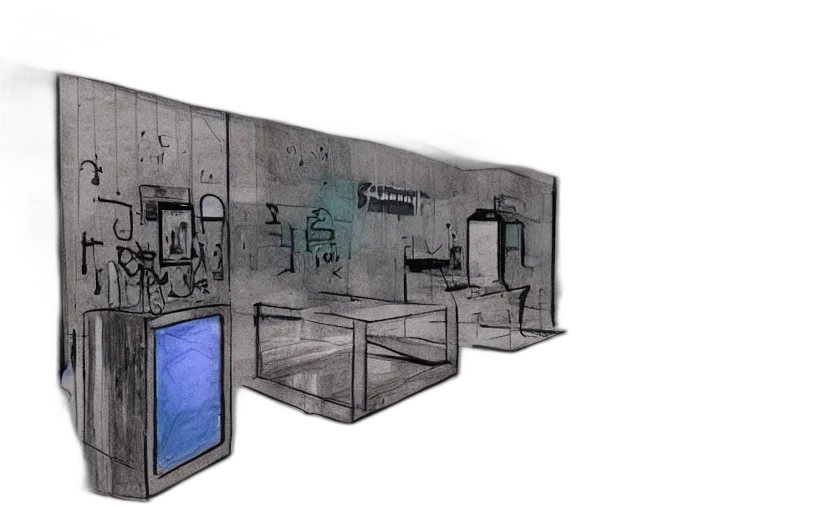 furniture, concept art, 3d render, cyberpunk transparent PNG cut-out