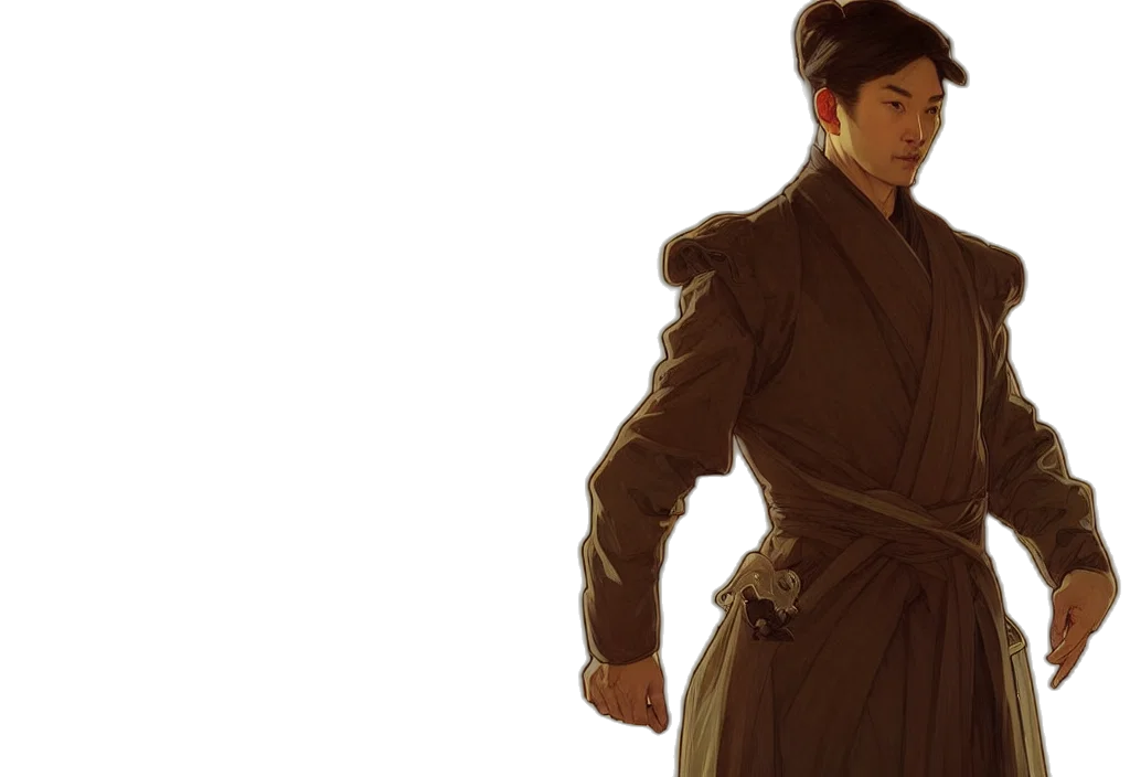 staff, jacket, sword, concept art transparent PNG cut-out