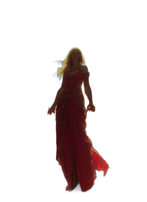 dress, staff, creature, hair transparent PNG cut-out