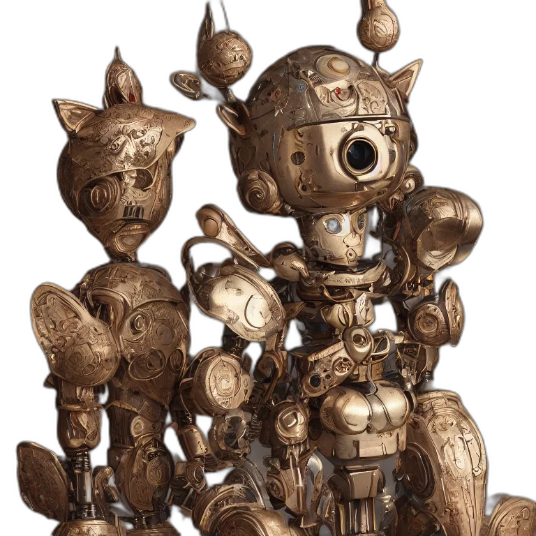 robot, staff, concept art, 3d render transparent PNG cut-out