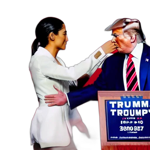 trump, aoc, hugging, each transparent PNG cut-out