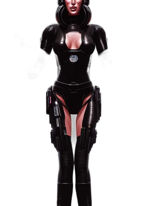 robot, dress, staff, cyberpunk transparent PNG cut-out