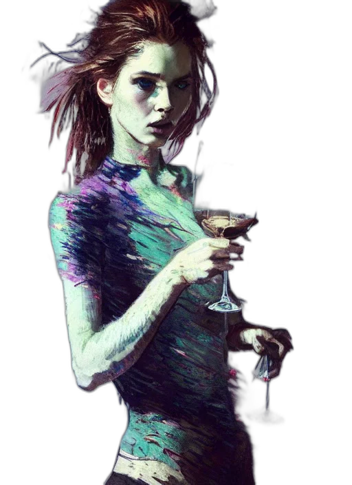 dress, face, bottle, comic book art transparent PNG cut-out