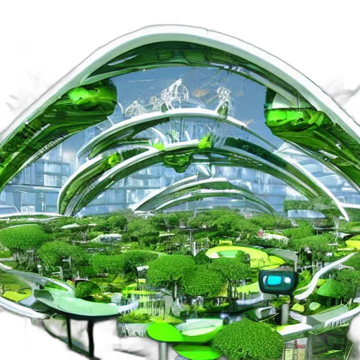 concept art, 3d render, cyberpunk, green transparent PNG cut-out