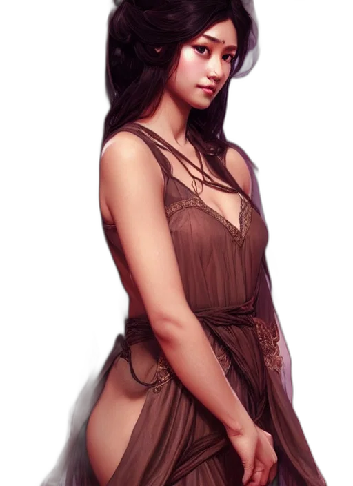 dress, staff, photorealistic, fantasy art transparent PNG cut-out