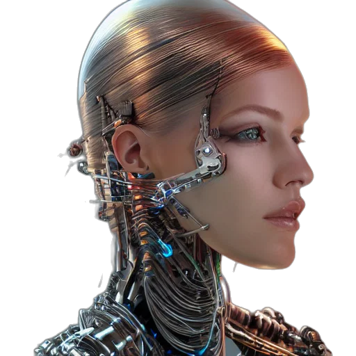 robot, jewelry, face, cyberpunk transparent PNG cut-out