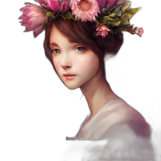 crown, face, flower, hat transparent PNG cut-out