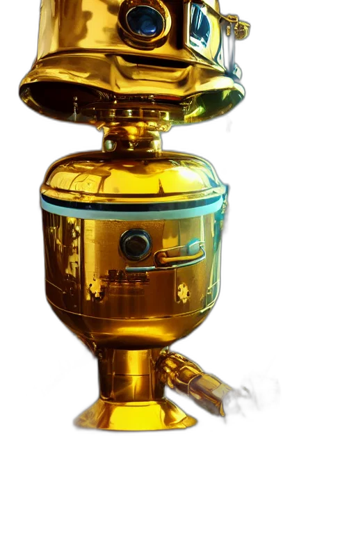 robot, bottle, crown, staff transparent PNG cut-out