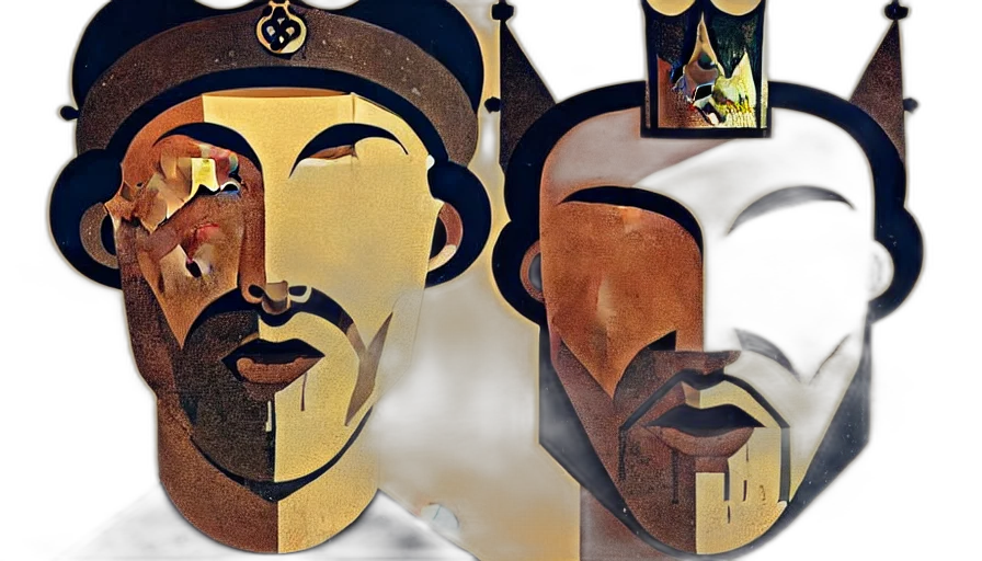 face, mask, crown, staff transparent PNG cut-out
