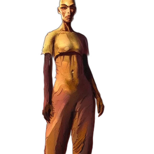dress, creature, staff, mask transparent PNG cut-out