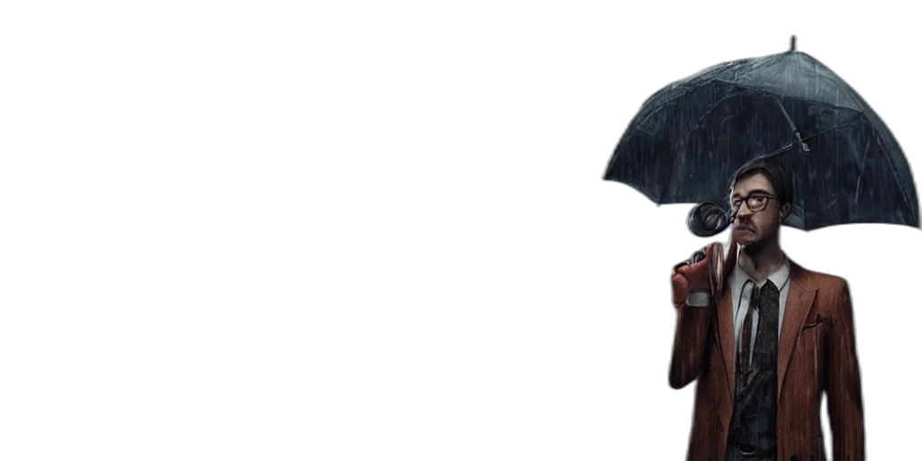 umbrella, hat, dress, staff transparent PNG cut-out