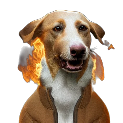 jacket, staff, animal, photorealistic transparent PNG cut-out