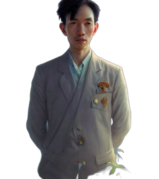 jacket, staff, face, creature transparent PNG cut-out