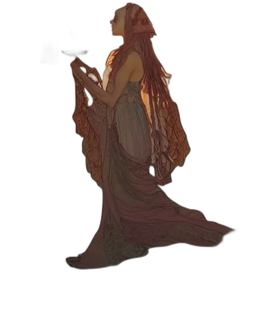 dress, staff, crown, creature transparent PNG cut-out