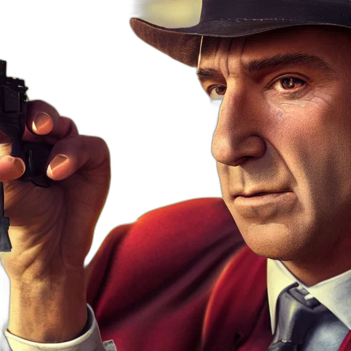 hat, weapon, face, photorealistic transparent PNG cut-out