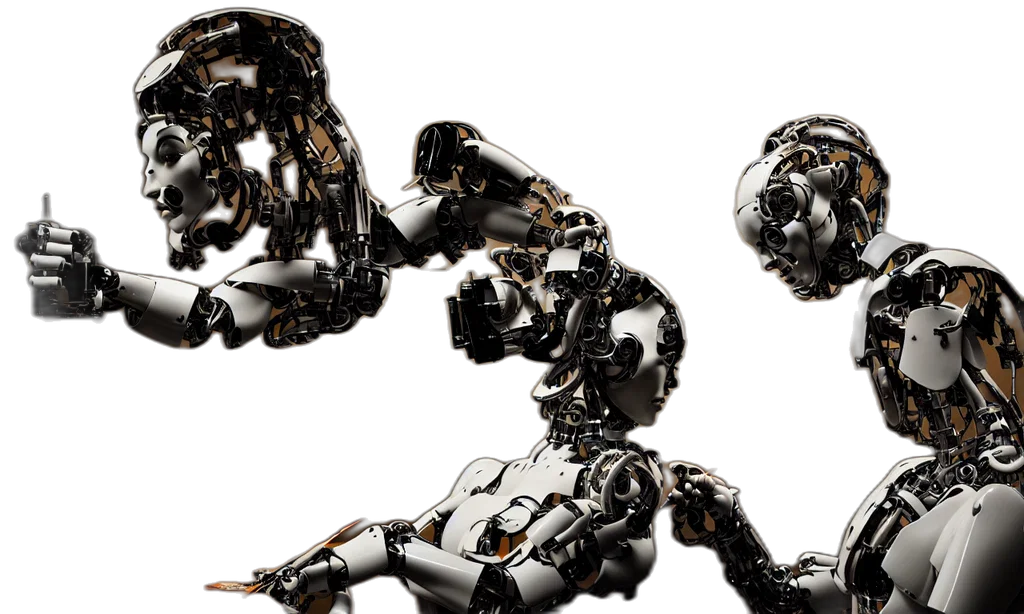 robot, 3d render, concept art, over transparent PNG cut-out