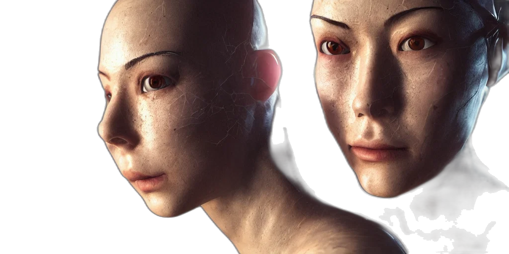 face, mask, robot, 3d render transparent PNG cut-out