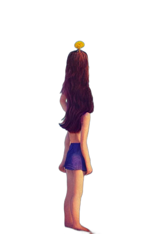 dress, hair, crown, staff transparent PNG cut-out