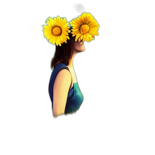 flower, dress, crown, face transparent PNG cut-out