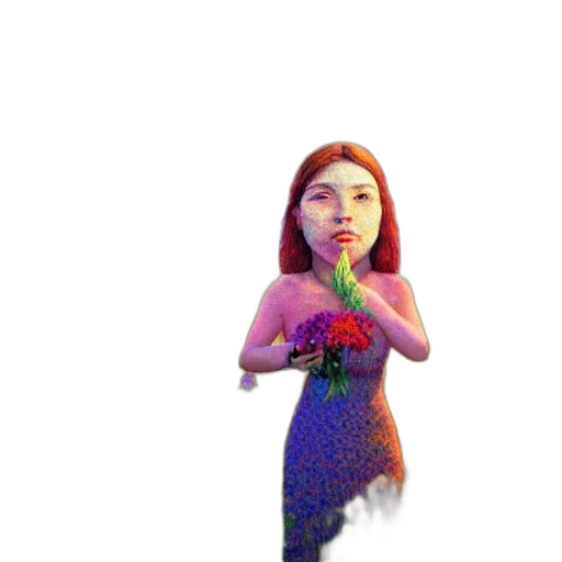 dress, staff, creature, flower transparent PNG cut-out