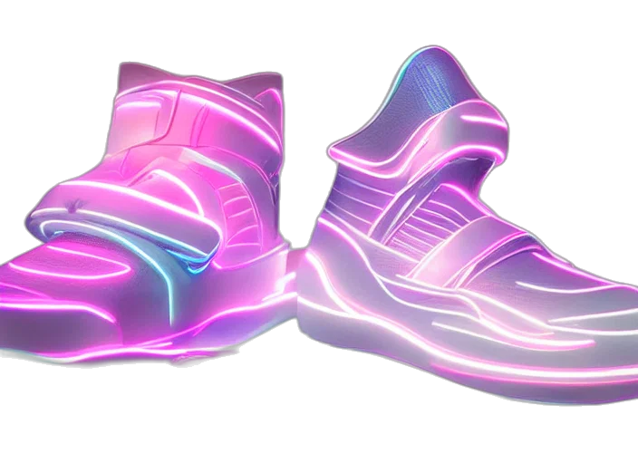 shoes, vaporwave, 3d render, cyberpunk transparent PNG cut-out