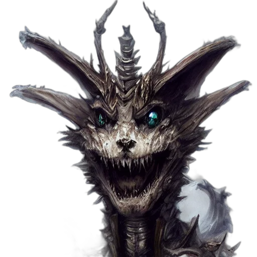 dragon, creature, mask, staff transparent PNG cut-out