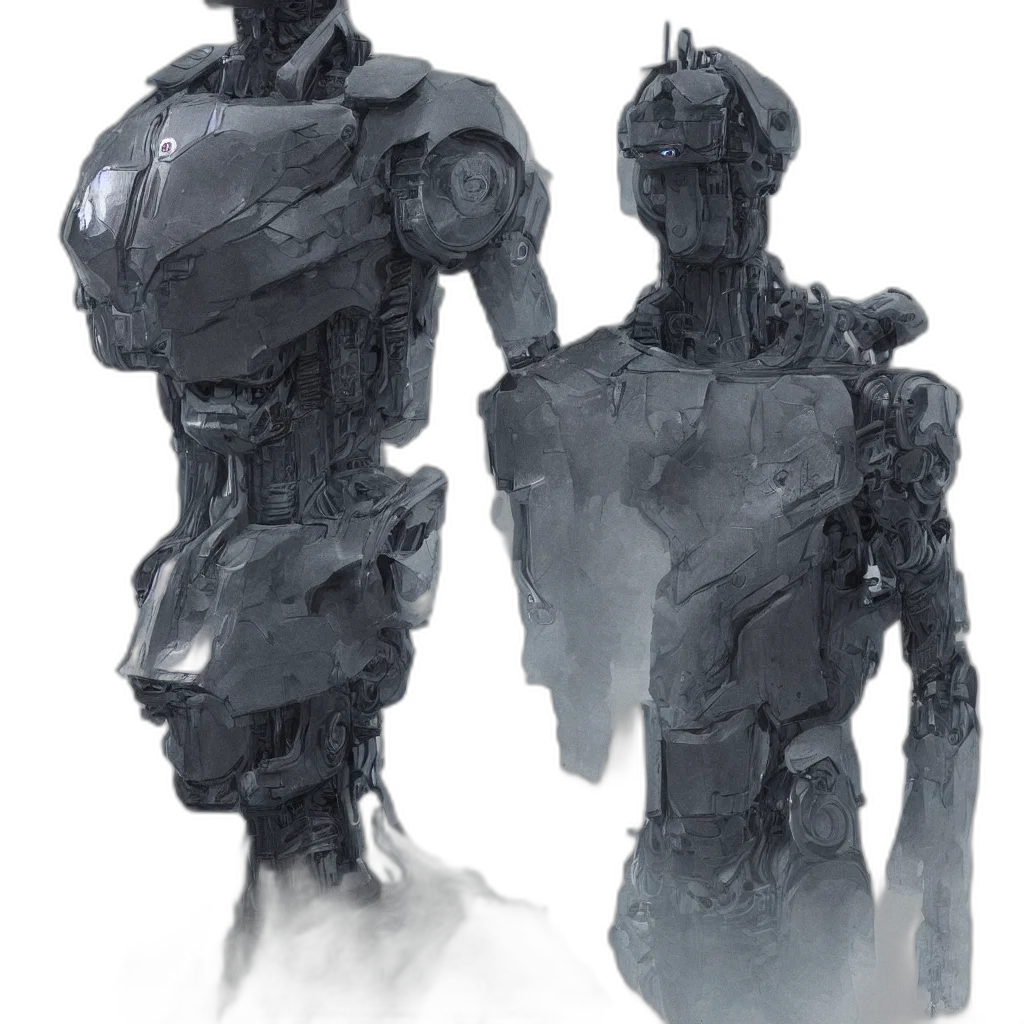 robot, concept art, 3d render, fantasy art transparent PNG cut-out