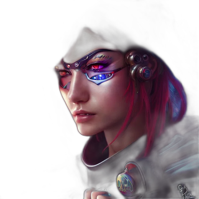 robot, jacket, face, cyberpunk transparent PNG cut-out
