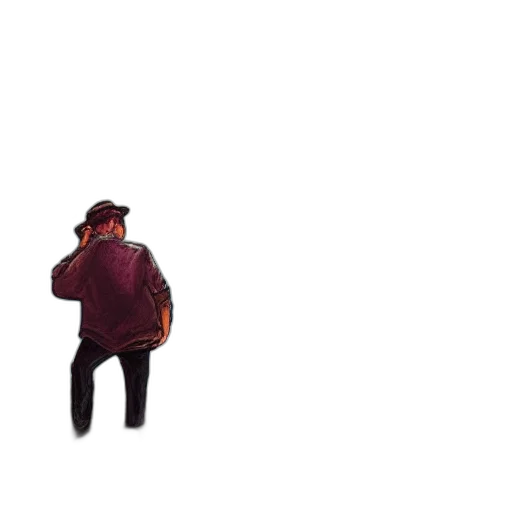 jacket, hat, staff, creature transparent PNG cut-out