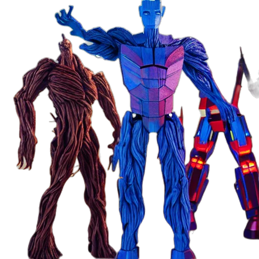 concept art, comic book art, 3d render, blue transparent PNG cut-out